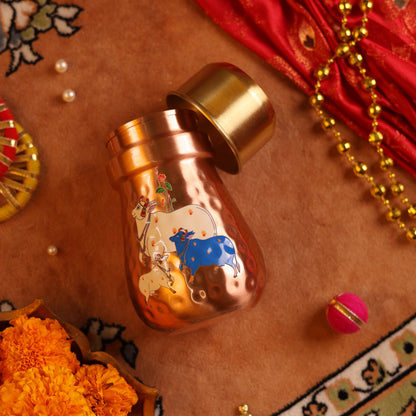 Pure Copper Gangajal Patra with Brass Cap