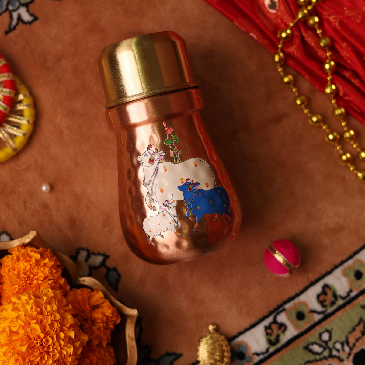Pure Copper Gangajal Patra with Brass Cap