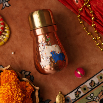 Pure Copper Gangajal Patra with Brass Cap