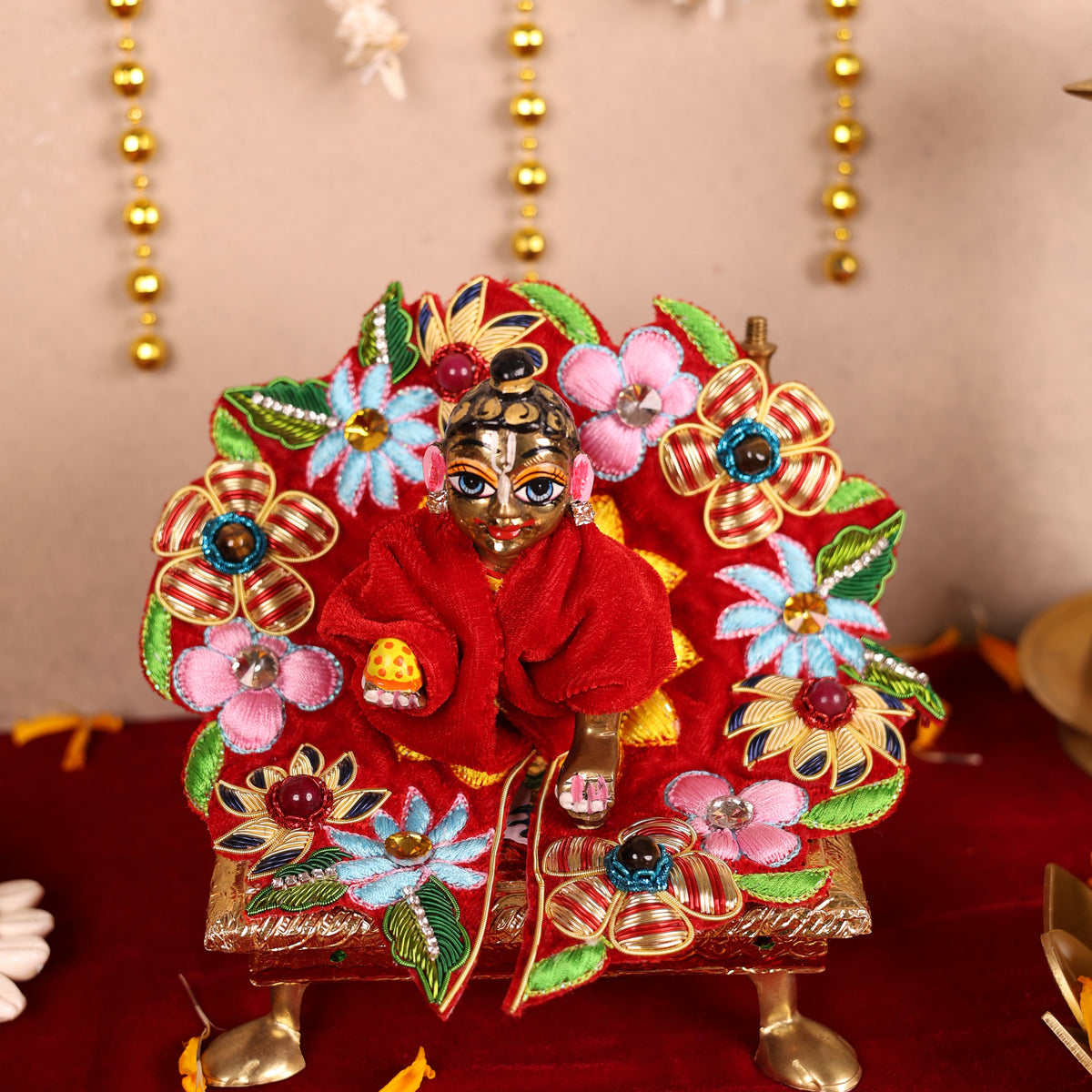 Raghukul Red Velvet Laddu Gopal Poshak