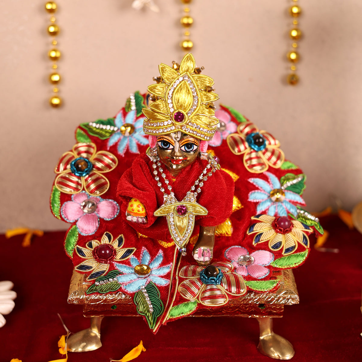 Raghukul Red Velvet Laddu Gopal Poshak