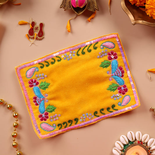 Peetambar Yellow Velvet Aasan 5”x7”