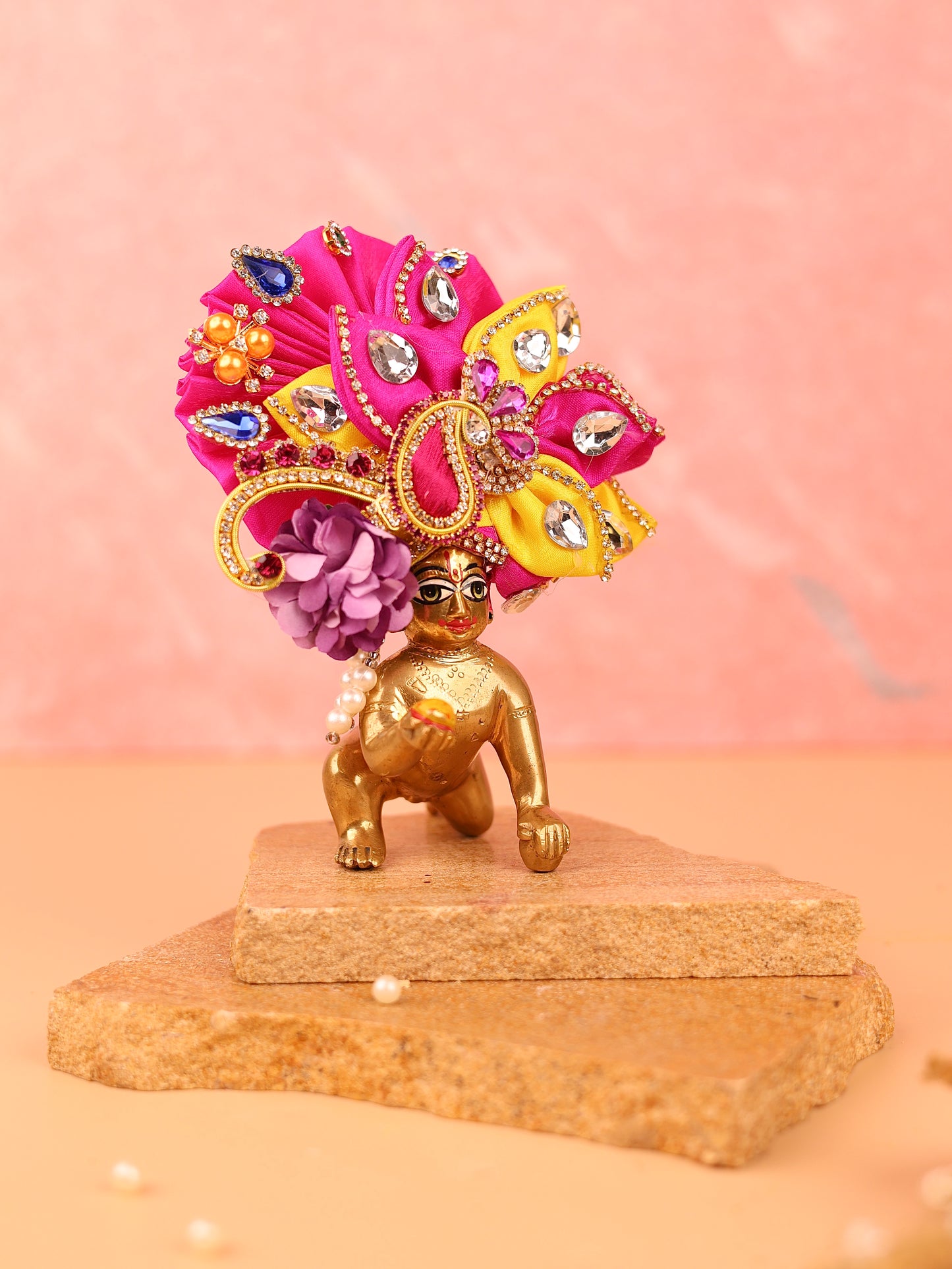 Paisley Magenta Pagdi - 4 No. Laddu Gopal