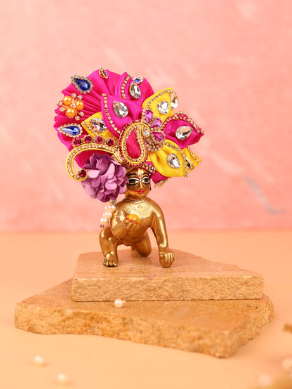 Paisley Magenta Pagdi - 4 No. Laddu Gopal