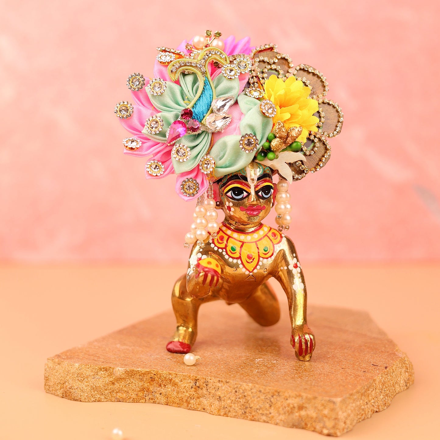 Phagun Pink Pagdi - 5 No. Laddu Gopal