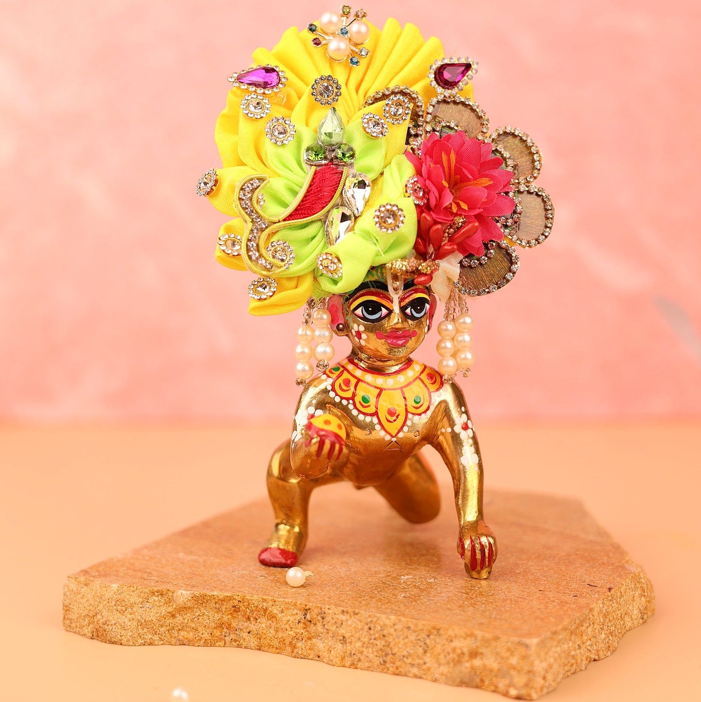 Phagun Yellow Pagdi - 5 No. Laddu Gopal