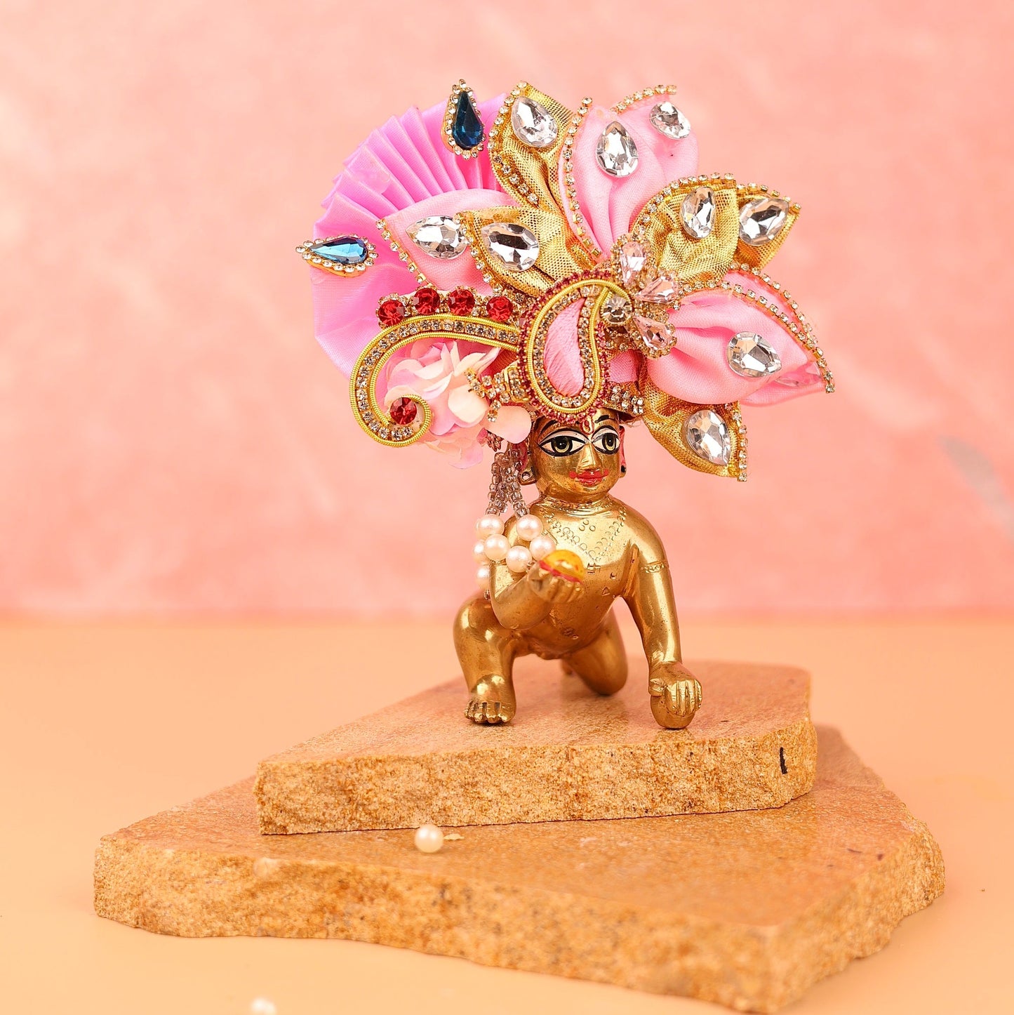 Paisley Pink Pagdi - 4 No. Laddu Gopal