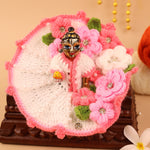Phulwari Pink Wool Laddu Gopal Poshak 2 Pc Set