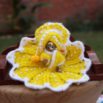 Basanti Yellow Wool Laddu Gopal Poshak 3 Pc Set