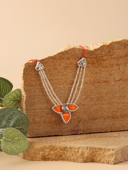 Decorative beaded necklace in red-yellow for Krishna Ji Shringar