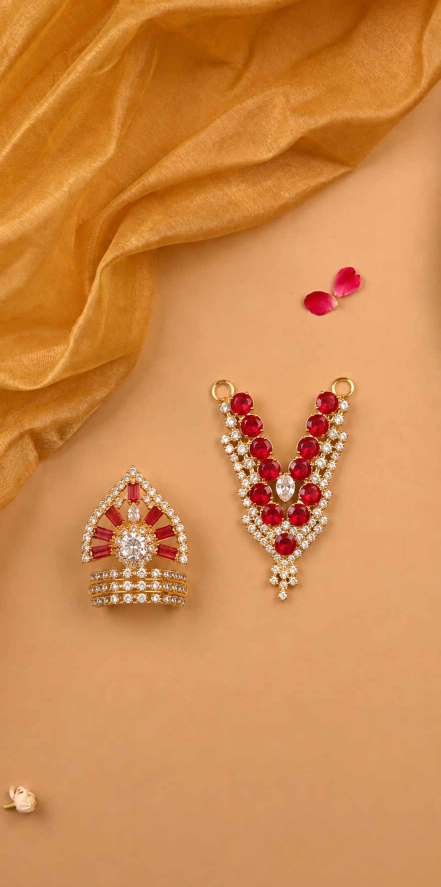 Rajsi Laddu Gopal Mukut & Mala Set