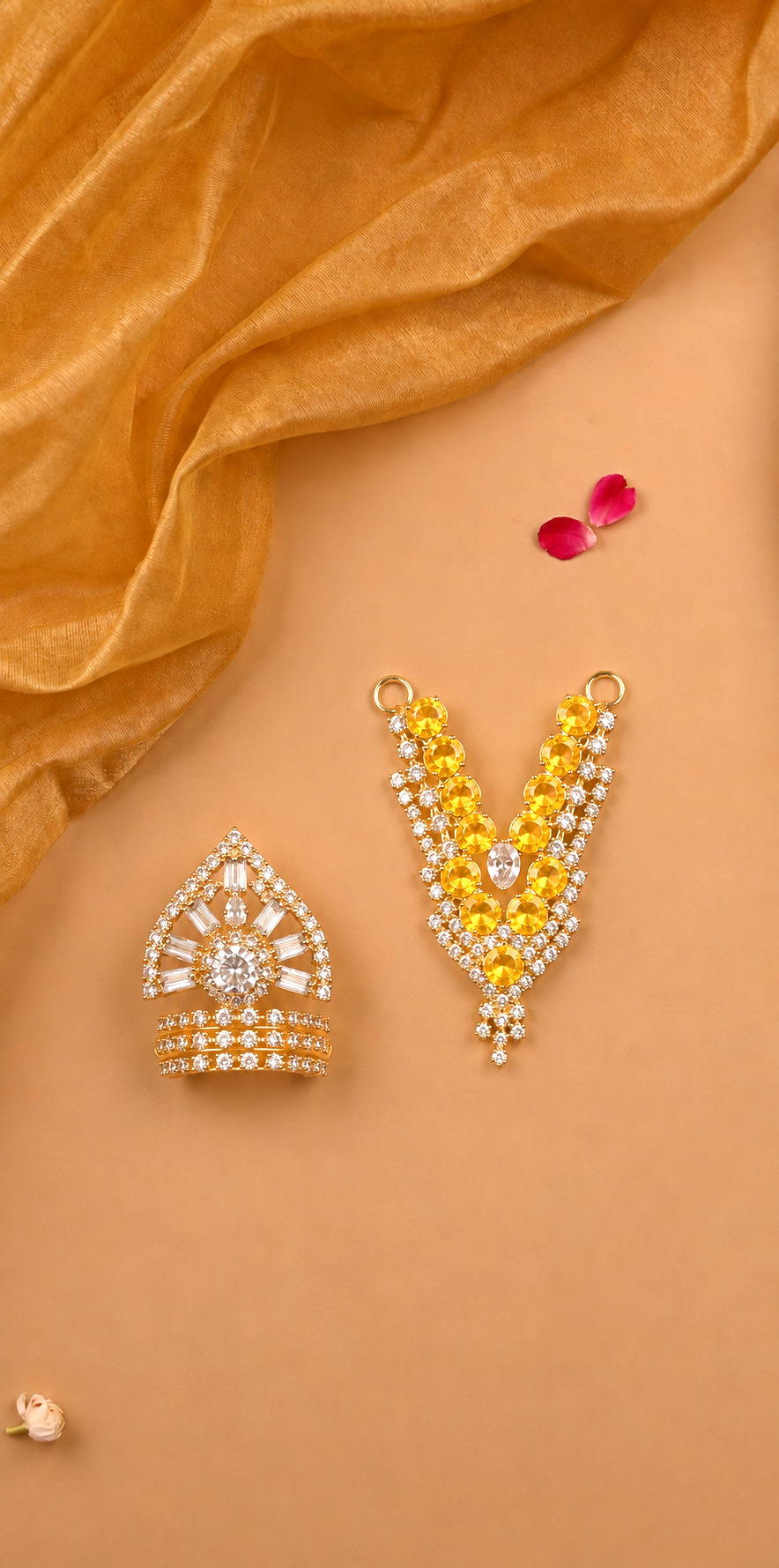 Rajsi Laddu Gopal Mukut & Mala Set
