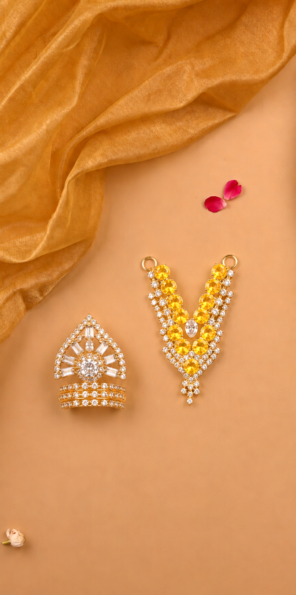 Rajsi Laddu Gopal Mukut & Mala Set