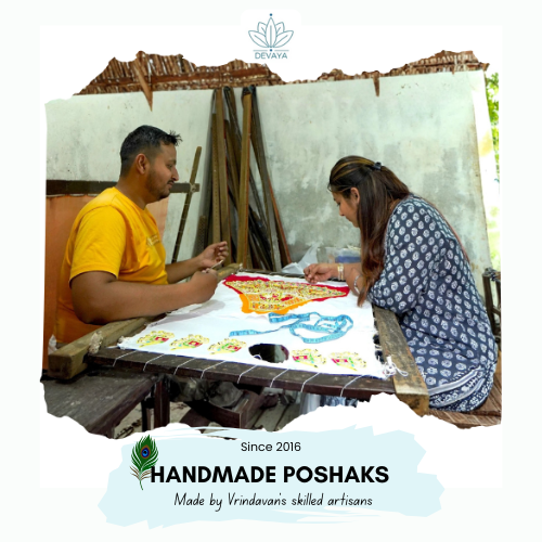 Sunehri Orange Wool Laddu Gopal Poshak 2 Pc Set