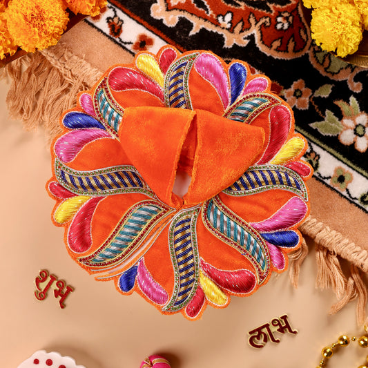 Suryavanshi Orange Velvet Laddu Gopal Poshak