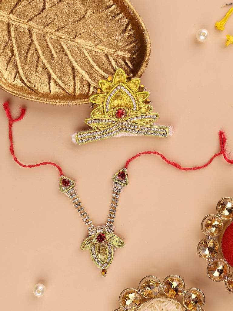 Devaya Nitai Ji Shringar Set with Crown, Beaded Mala 

