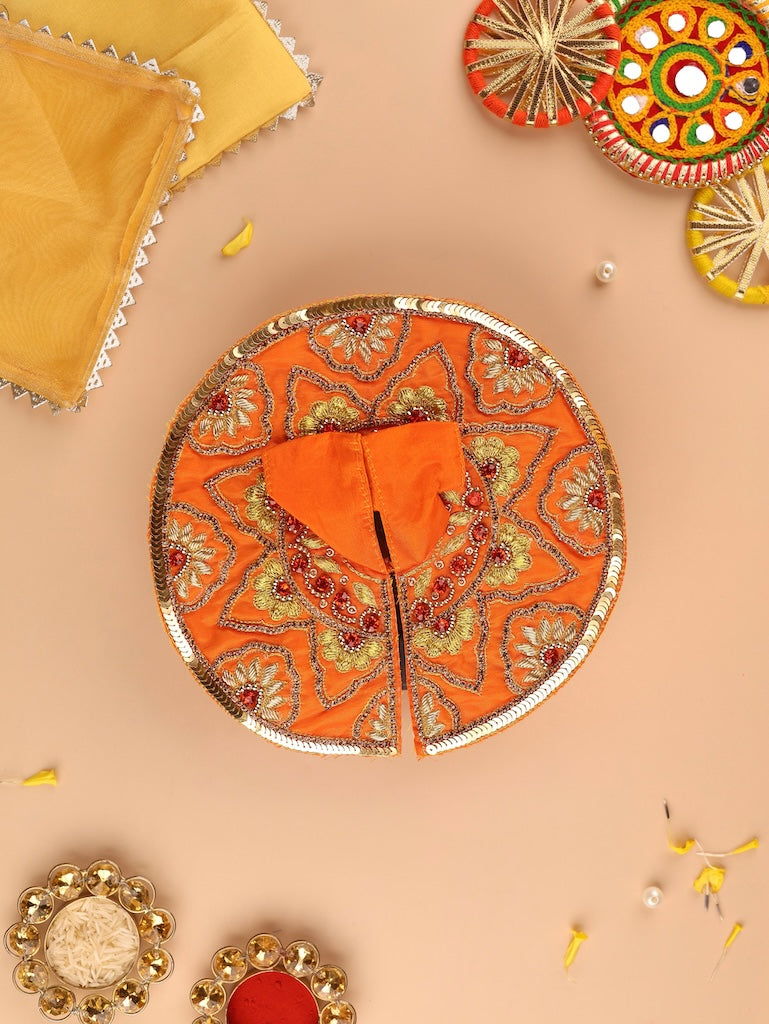 Divya Raas Orange Laddu Gopal Poshak & Shringar Set