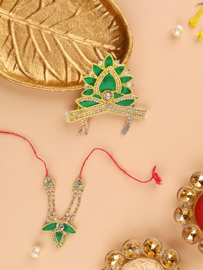 Divya Raas Green Laddu Gopal Poshak & Shringar Set