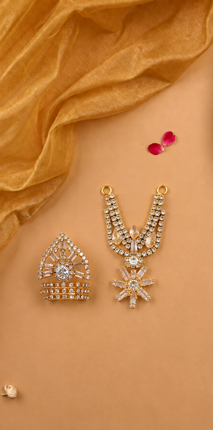 Ratnavi Laddu Gopal Mukut & Mala Set