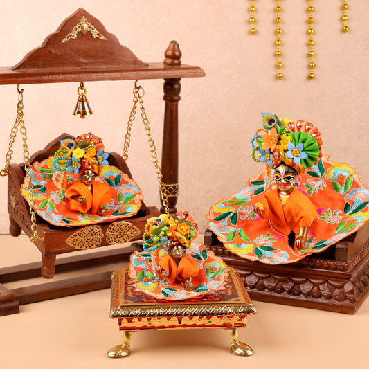 Orange Mul Cotton Laddu Gopal Poshak