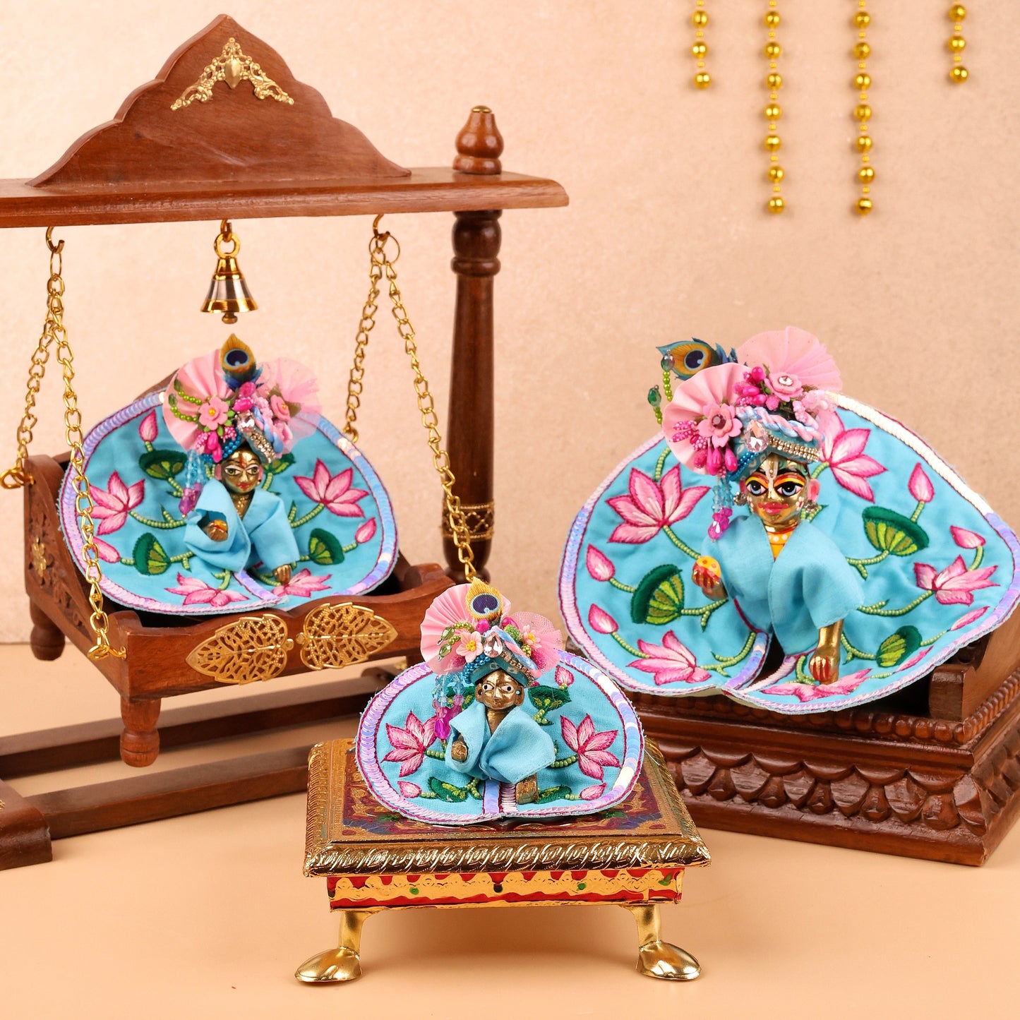 Light Blue Mul Cotton Laddu Gopal Poshak