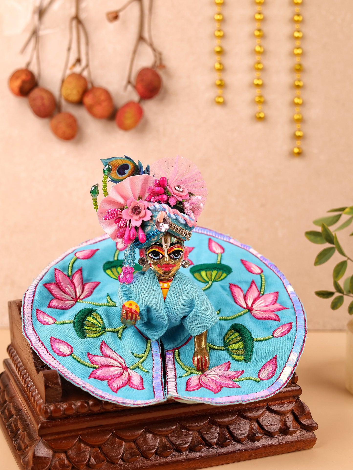 Light Blue Mul Cotton Laddu Gopal Poshak