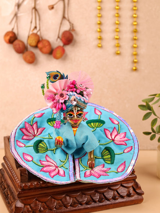 Light Blue Mul Cotton Laddu Gopal Poshak