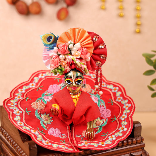 Red Laddu Gopal Dress in Cotton Summer