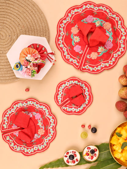 Red Mul Cotton Laddu Gopal Poshak