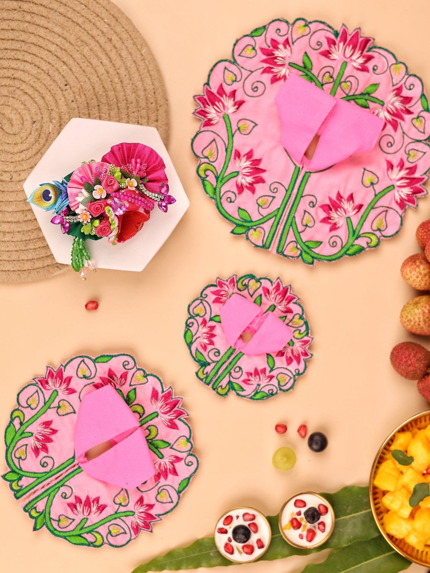 Pink Mul Cotton Laddu Gopal Poshak