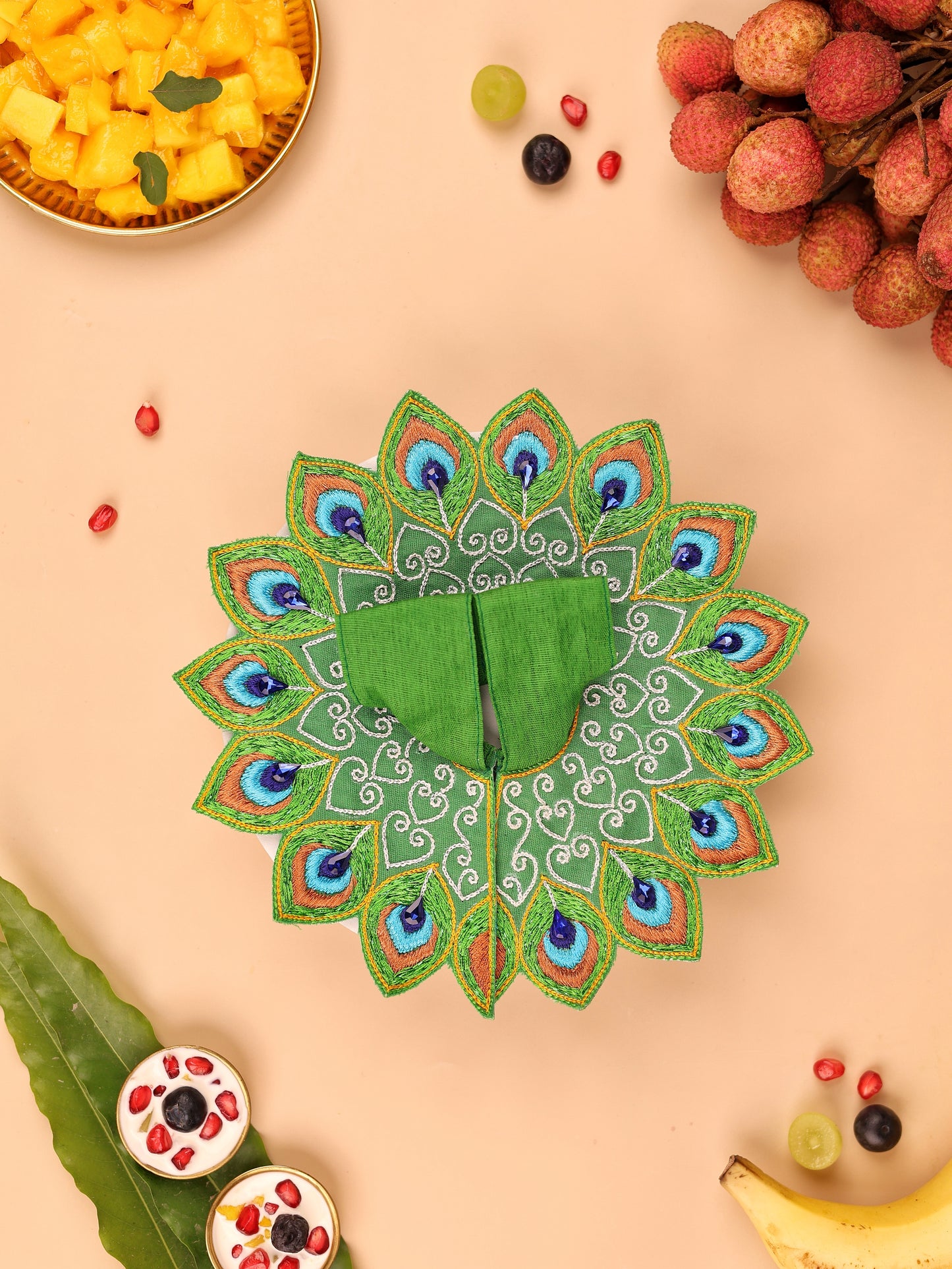Green Mul Cotton Laddu Gopal Poshak