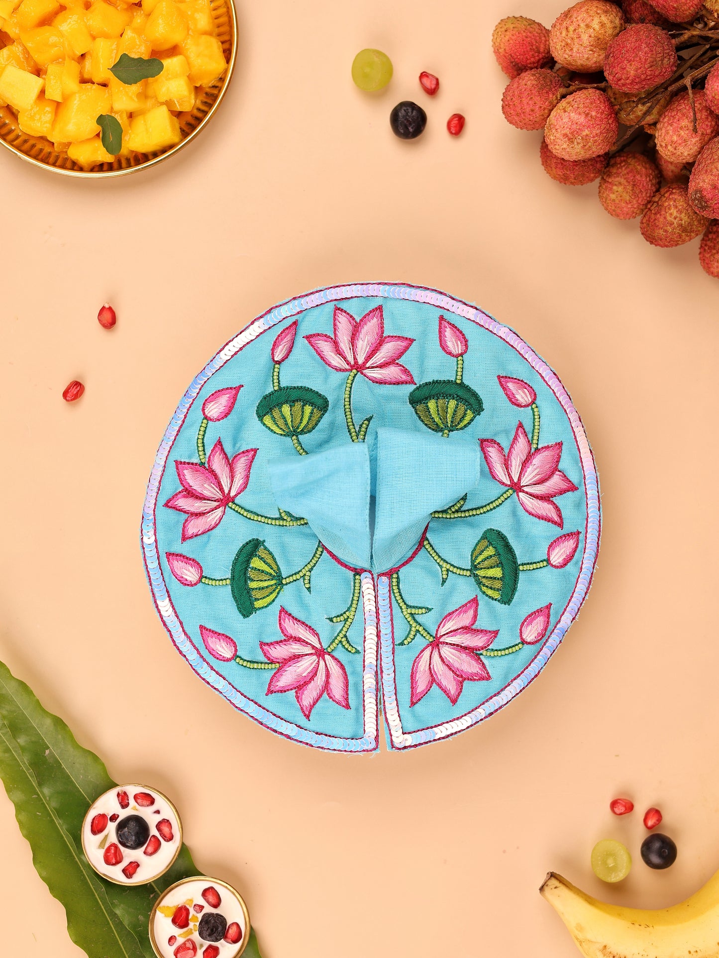 Light Blue Mul Cotton Laddu Gopal Poshak