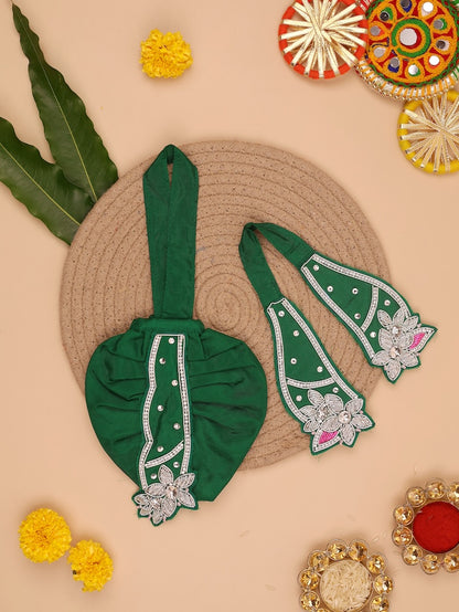 Saawan Sugandh Emerald Green Dhoti Patka & Shringar Set