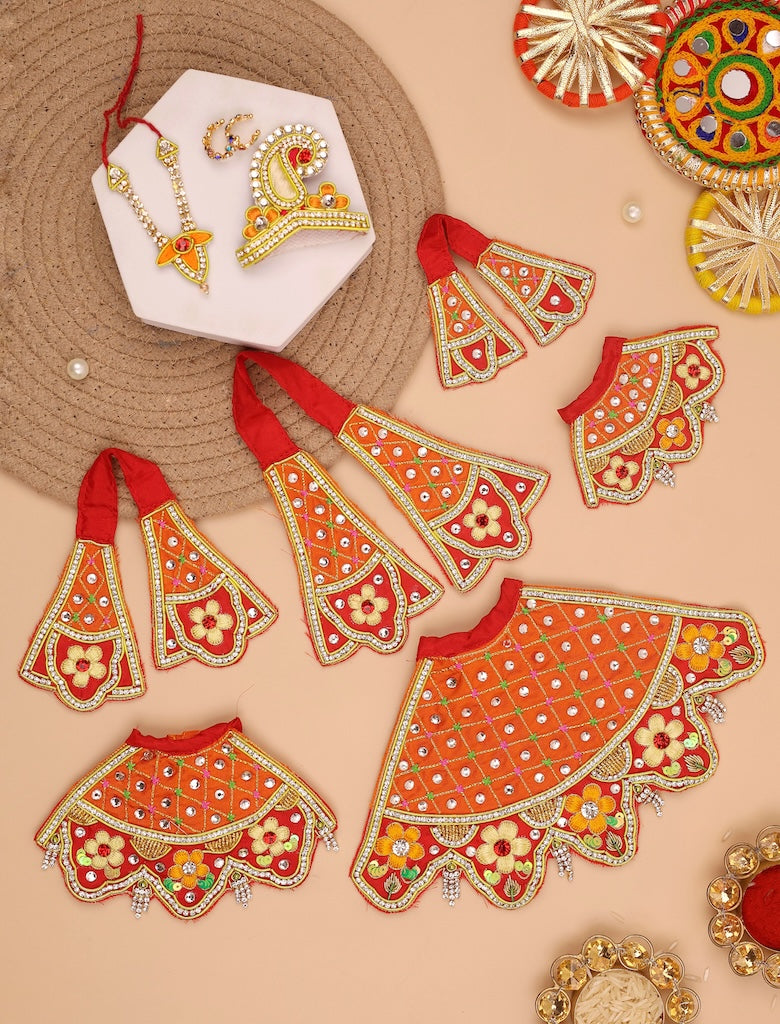 Madhur Leela Orange Lehenga Patka & Shringar Set