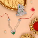 Saawan Sugandh Green Mukut & Mala Set