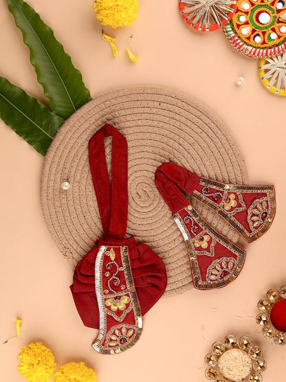  Maroon Dhoti Patka for Gaur Nitai