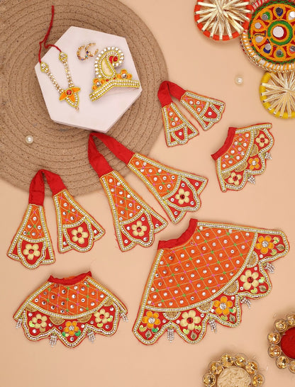 Orange Lehenga Patka Shringar Set for Kanha Ji from Madhur Leela Collection