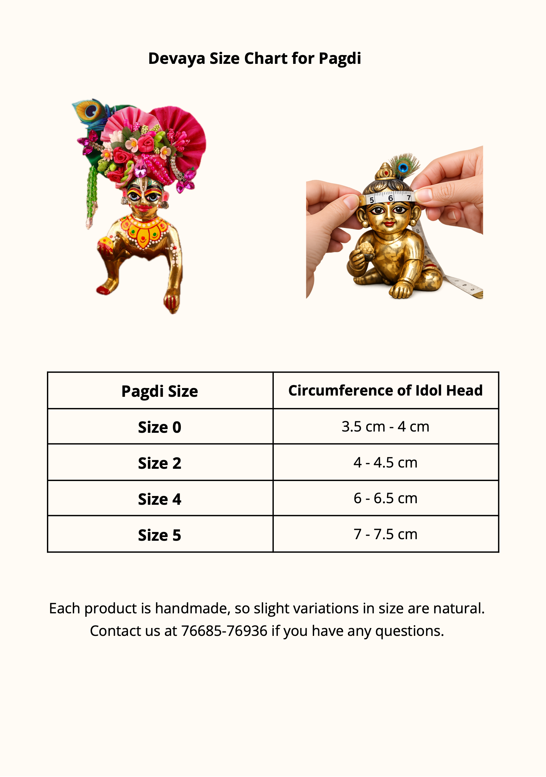 Size Guide for Mayura Parrot Green Pagdi