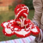 Red Wool Laddu Gopal Poshak 3 Pc Set