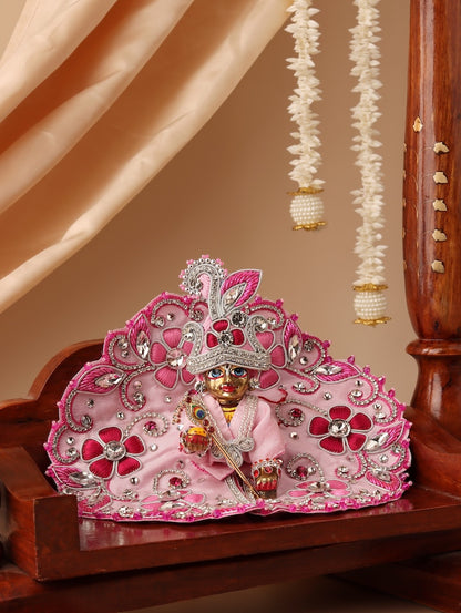 Pushp Mala Pink Laddu Gopal Poshak & Shringar Set