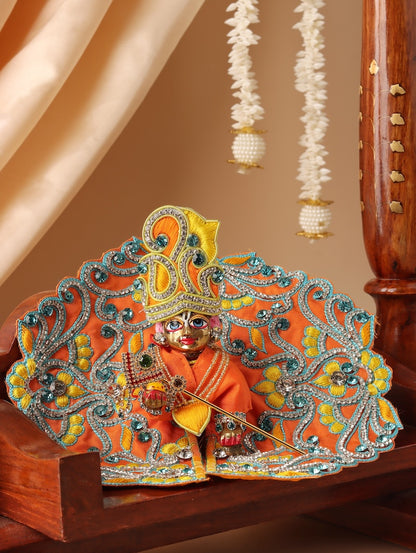 Madhuban Orange Laddu Gopal Poshak & Shringar Set