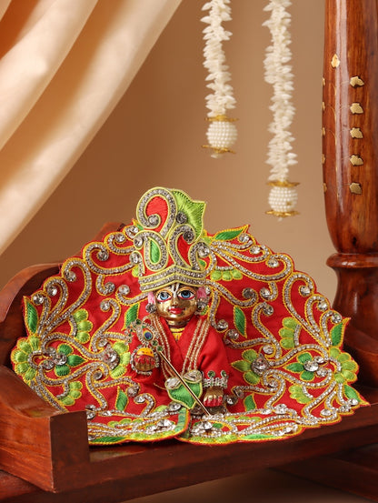 Madhuban Red Laddu Gopal Poshak & Shringar Set