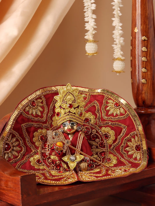 Divya Raas Maroon Laddu Gopal Poshak & Shringar Set