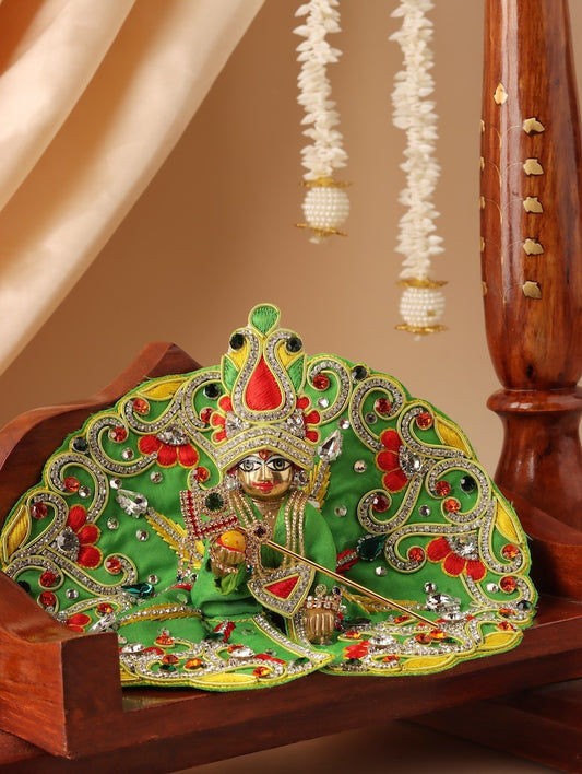 Makhan Chor Green Laddu Gopal Poshak & Shringar Set