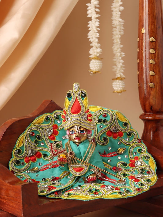 Makhan Chor Teal Laddu Gopal Poshak & Shringar Set