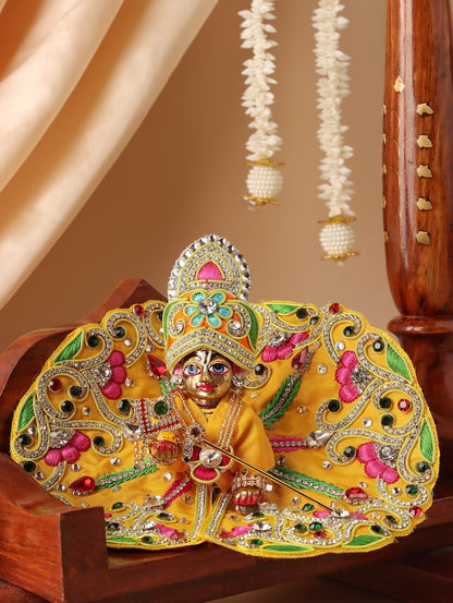 Makhan Chor Yellow Laddu Gopal Poshak & Shringar Set