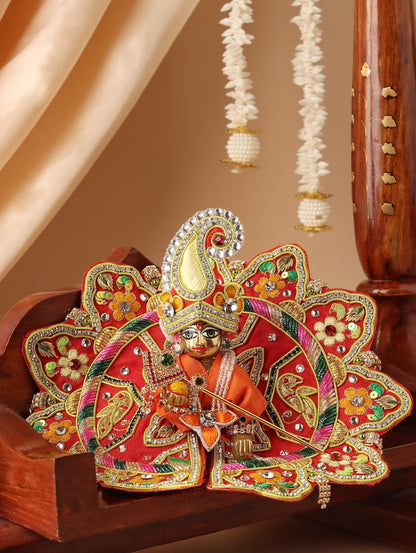 Madhur Leela Orange Laddu Gopal Poshak & Shringar Set