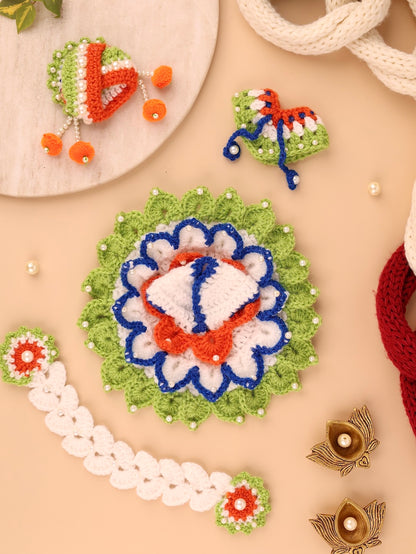 Tricolor Wool Laddu Gopal Poshak 4 Pc Set - Devaya