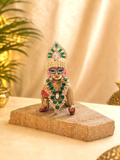 Rajsi Laddu Gopal Mukut & Mala Set