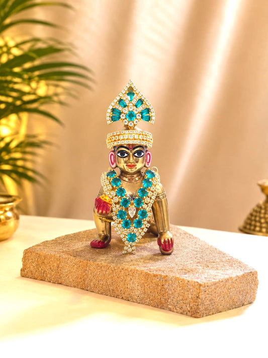 Rajsi Laddu Gopal Mukut & Mala Set